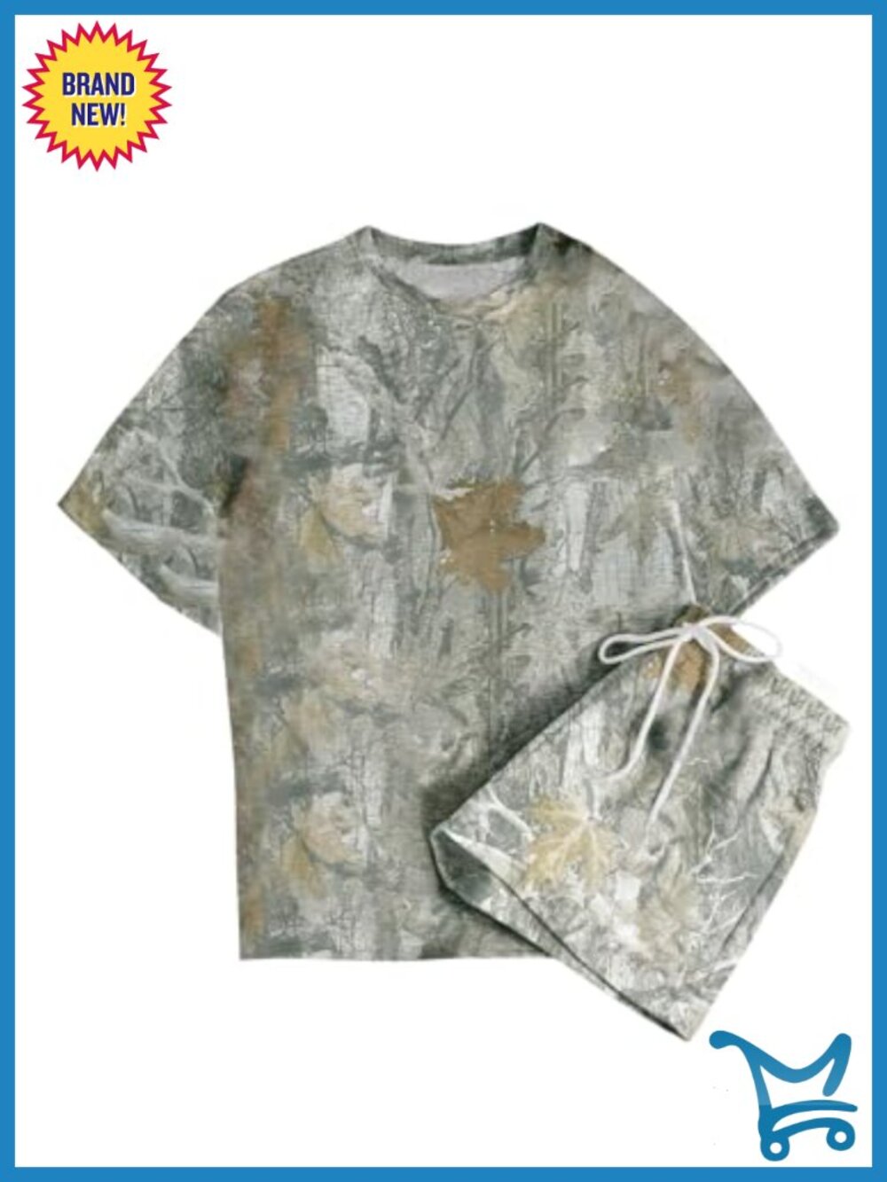 Women's Camo Short Sleeve Tee & Drawstring Shorts 2-Piece Set, Lightweight,